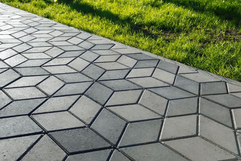 Paver patio with geometric pattern